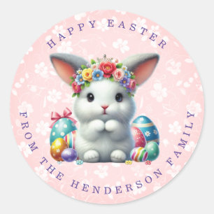 Bunny de Pâques Nom personnalisé Stickers ronds