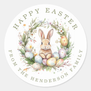 Bunny de Pâques Nom personnalisé Stickers ronds