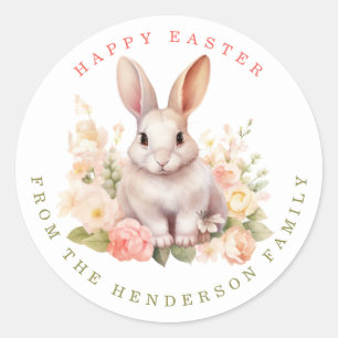 Bunny de Pâques Nom personnalisé Stickers ronds