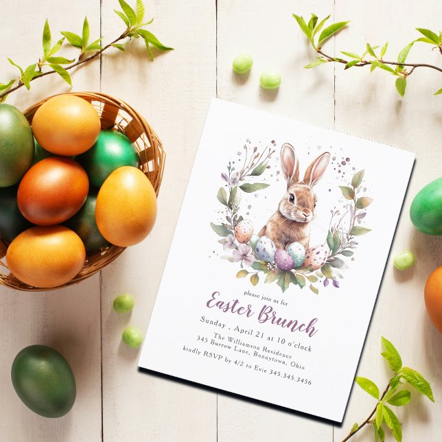 Bunny de printemps Pâques Brunch Invitation Carte  (Personalize with your event details, find matching items in the collection.)