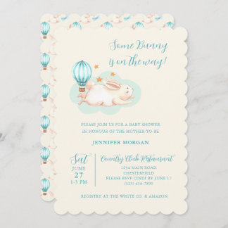 Bunny Dreams Blue Baby Shower invitations