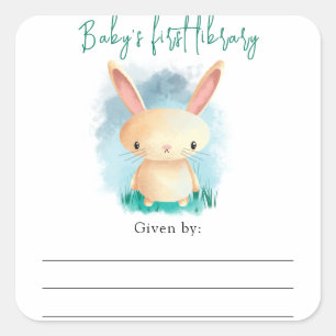 Bunny - Étiquette de livre pour baby shower, livre