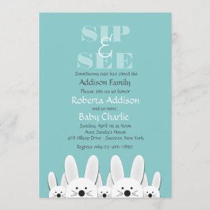 Bunny Famille Sip and See Invitation