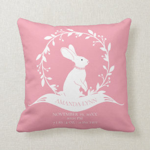 Bunny Girls Baby Birth Stats Coussin