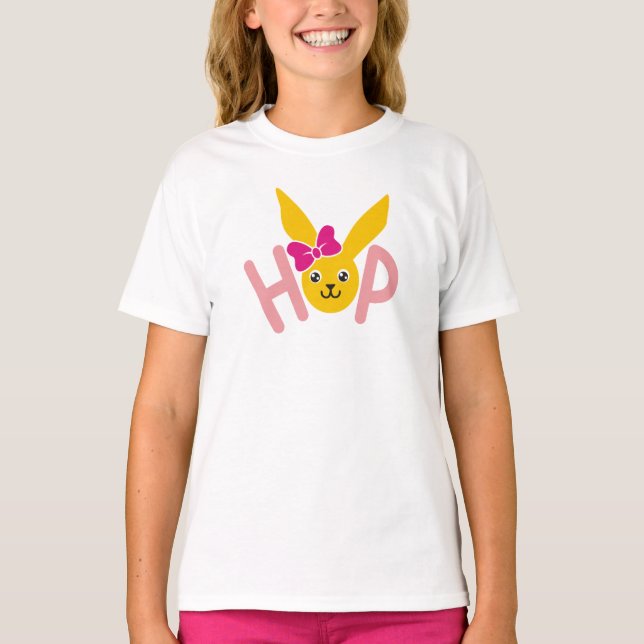 Bunny Hop Girls T-Shirt de Pâques pour les enfants (Devant)