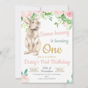 Bunny Invitation d'anniversaire, 1er Invitation d'