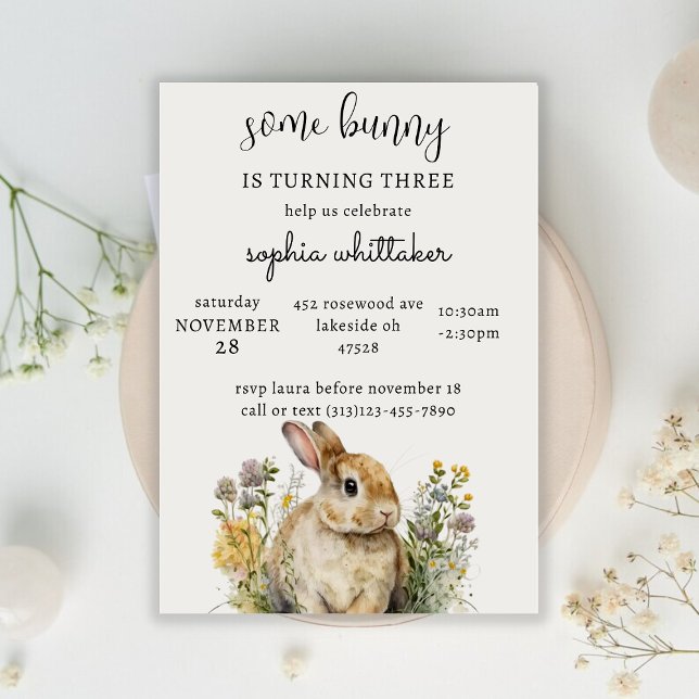 Bunny Invitation d'anniversaire | Anniversaire du  (Créateur téléchargé)
