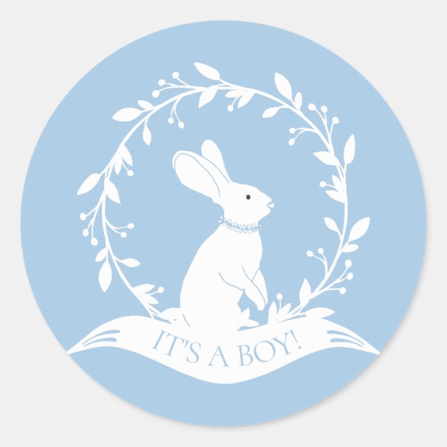 Bunny It'a Boy Faveur Sticker (Devant)