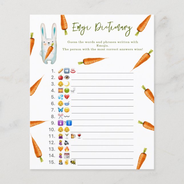 Bunny - Jeu de Pictionary emoji baby shower (Devant)