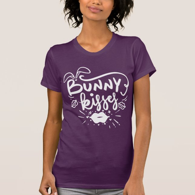 Bunny Kisses White Script Quote Easter T-Shirt (Devant)