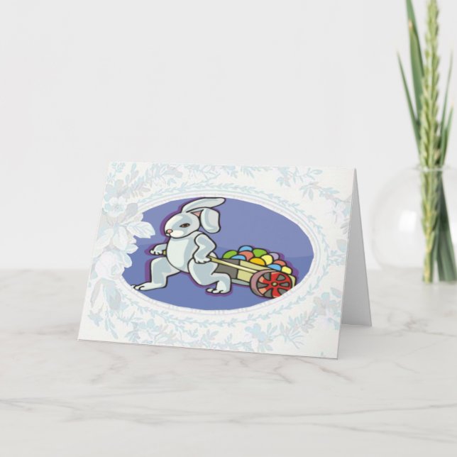 Bunny livrant des oeufs de Pâques carte (Devant)