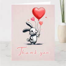 Bunny Love Ballons Carte de remerciements