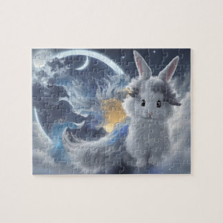 Bunny magique dans le puzzle lumière lune