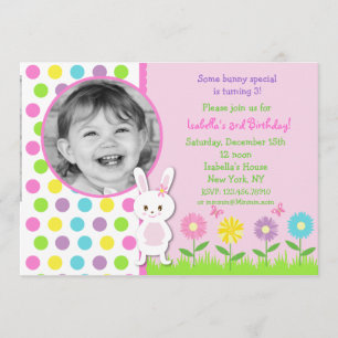 Bunny Pâques Photo Invitations Anniversaire