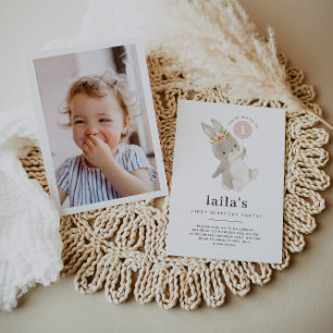Bunny Premier anniversaire Photo Invitation Ballon