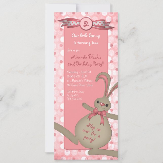 Bunny Rabbit Anniversaire Fête Invitation (Devant)