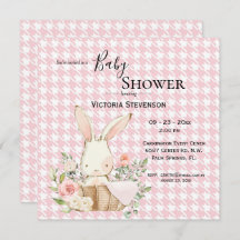 Bunny Rabbit Aquarelle Houndstooth Baby shower