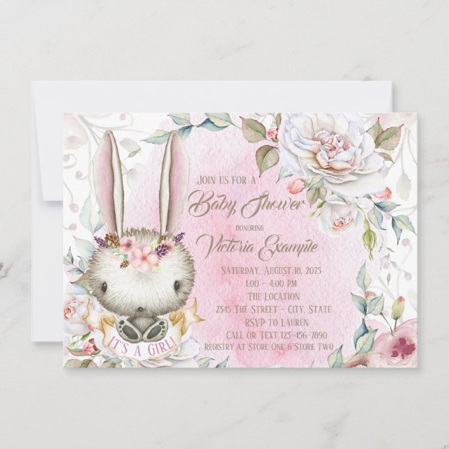 Bunny Rabbit Bébé Douche Invitations (Devant)