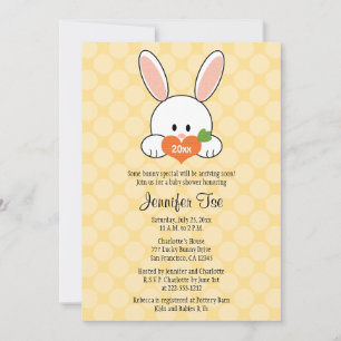 Bunny Rabbit Bébé Invitations Douche Jaune