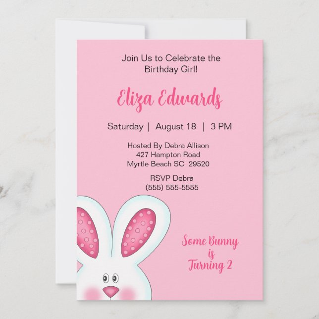 Bunny Rabbit Invitation d'anniversaire (Devant)
