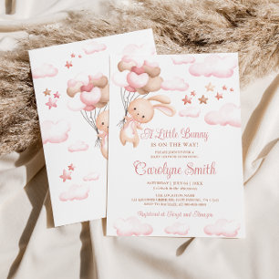 Bunny Rabbit rose Baby shower de ballon Invitation