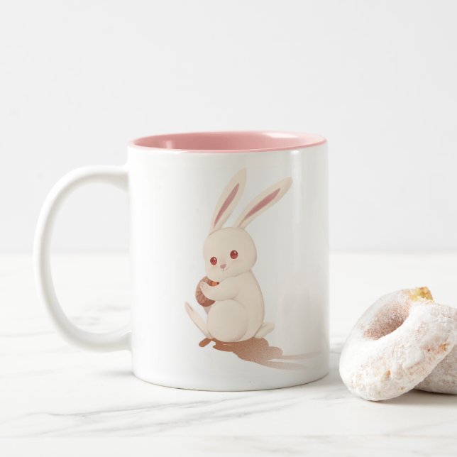 Bunny rose Shop deux tonalités Mug (Avec donut)