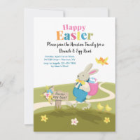 Bunny Sur Son Chemin Invitation Pâques