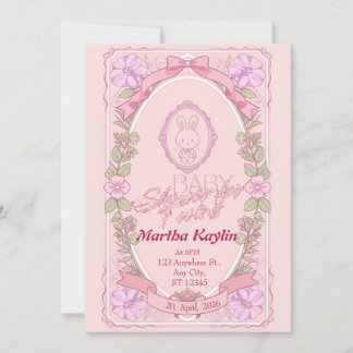 Bunny Twin Baby Shower Invitation