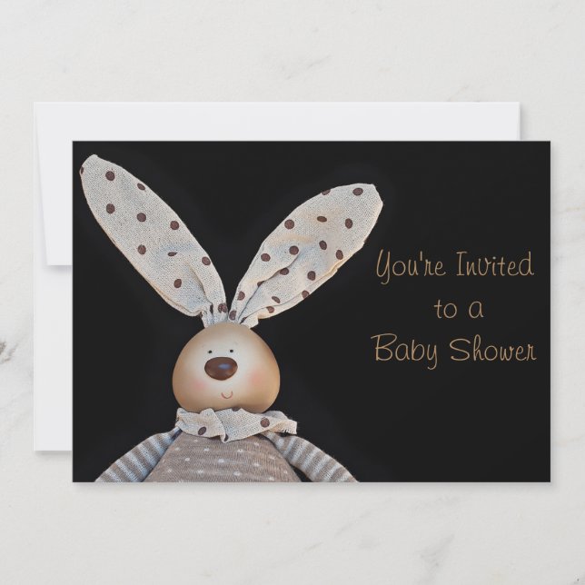 Bunny unisex invitation de douche bébé en noir (Devant)