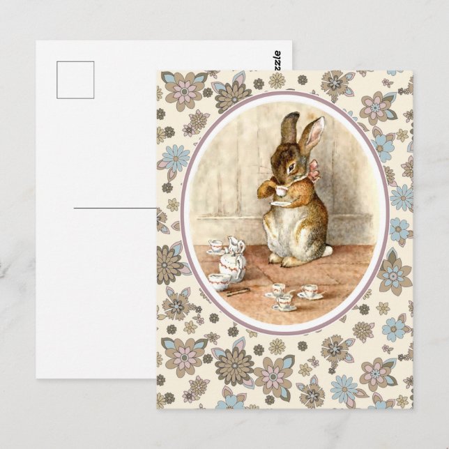 Bunny vintage. Carte postale de Pâques (Devant / Derrière)