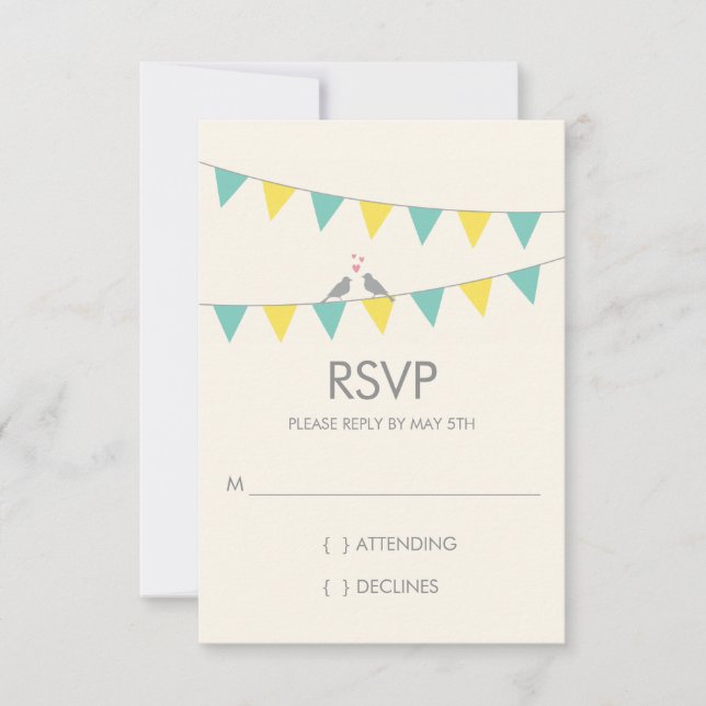 Bunting Inséparables mariage RSVP - bleu jaune (Devant)