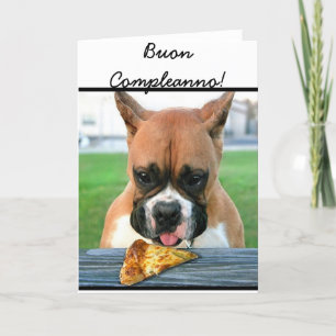 Buon Compleanno boxer chien carte de voeux