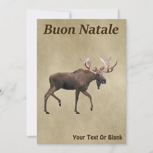 Buon Natale - Bull Moose Sur Ancien Papier (Devant)