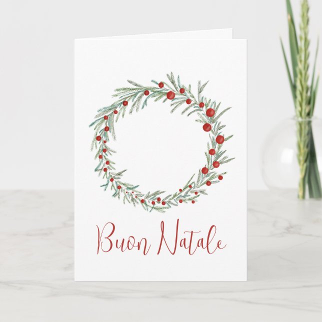 Buon Natale, carte de couronne de Noël italienne (Devant)