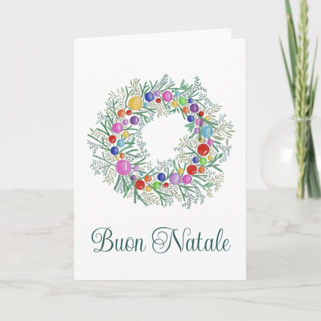 Buon Natale, carte de couronne de Noël italienne (Devant)