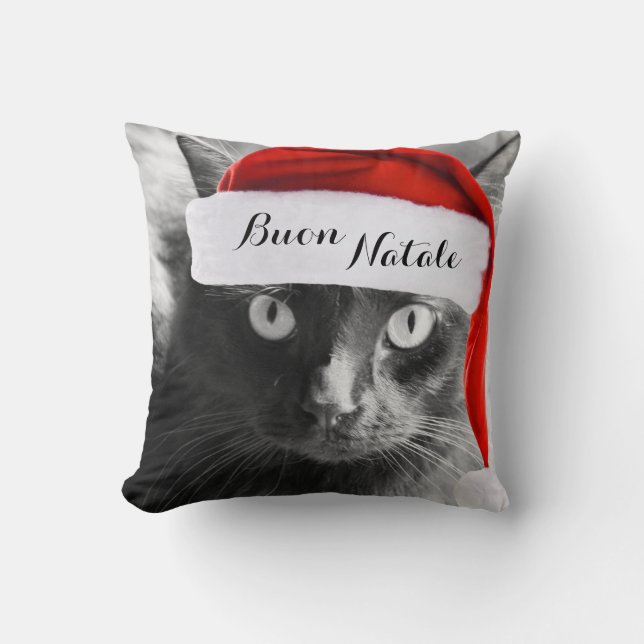 Buon Natale, coussin italien de Noël de chat (Recto)