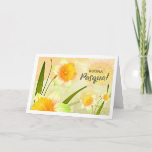 Buona Pasqua. Carte de Pâques Daffodiques en itali