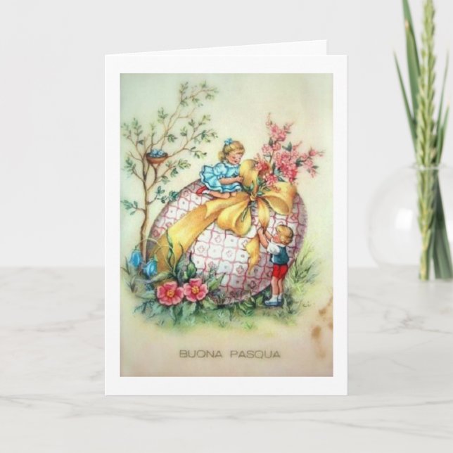 Buona Pasqua ! Carte Pâques italienne vintage (Devant)