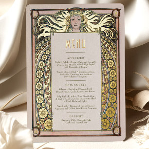 Burange Gold Art Nouveau Carte de menu Mucha