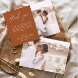 Burange Mariage minimaliste Merci Cartes<br><div class="desc">Cartes de remerciements du Mariage Budget qui ont une photo à l'avant et à l'arrière. Les cartes de remerciement contiennent une typographie de script moderne,  lettrée à la main,  qui sont élégantes,  simples et modernes à utiliser après la célébration du mariage.</div>