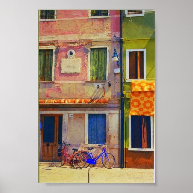 Burano Italy Street Scene Venice Poster Print (Devant)