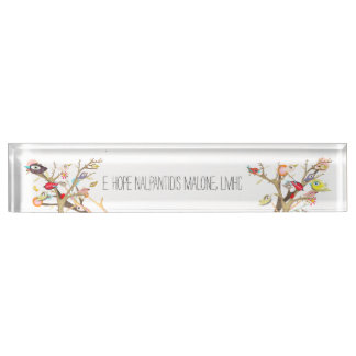 Bureau acrylique Nom Plaque Whimsy Birds