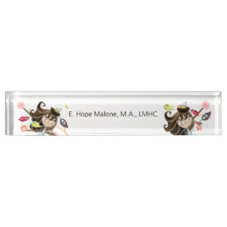 Bureau acrylique Nom Plaque Whimsy Birds