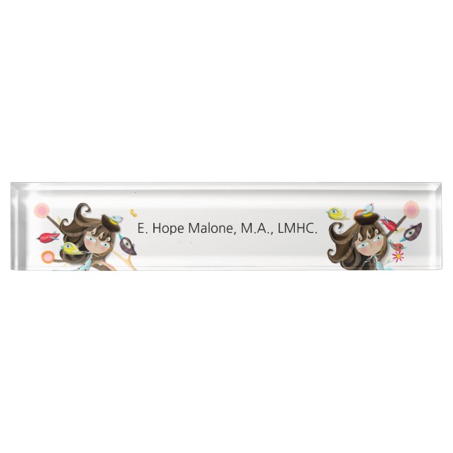 Bureau acrylique Nom Plaque Whimsy Birds (Devant)