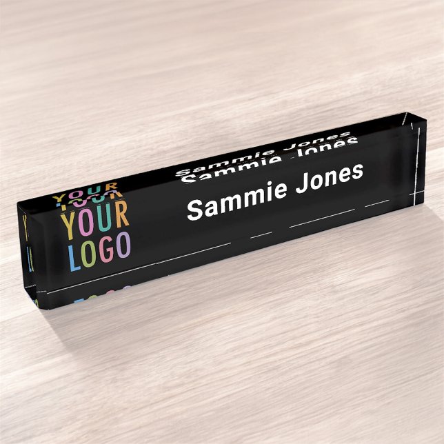 Bureau en acrylique noir Nom Plaque Business Logo  (MISOOK Black Acrylic Name Plate with Logo)