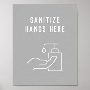 Bureau Hygiène Sanitiez vos mains ici Poster
