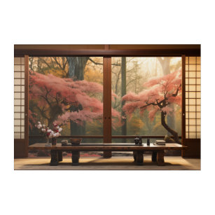 Bureau japonais et un jardin Acrylique Mur Art