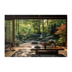 Bureau japonais et un jardin Acrylique Mur Art
