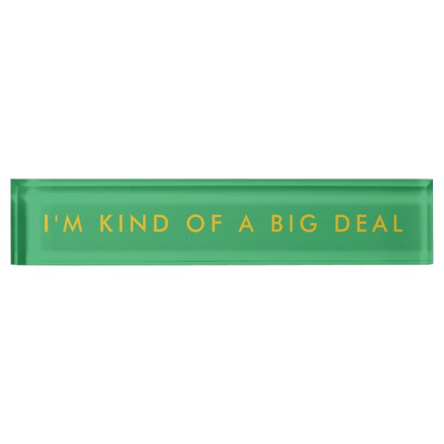 Bureau moderne Gras Vert Jaune Lumineux Nom Plaque (Devant)