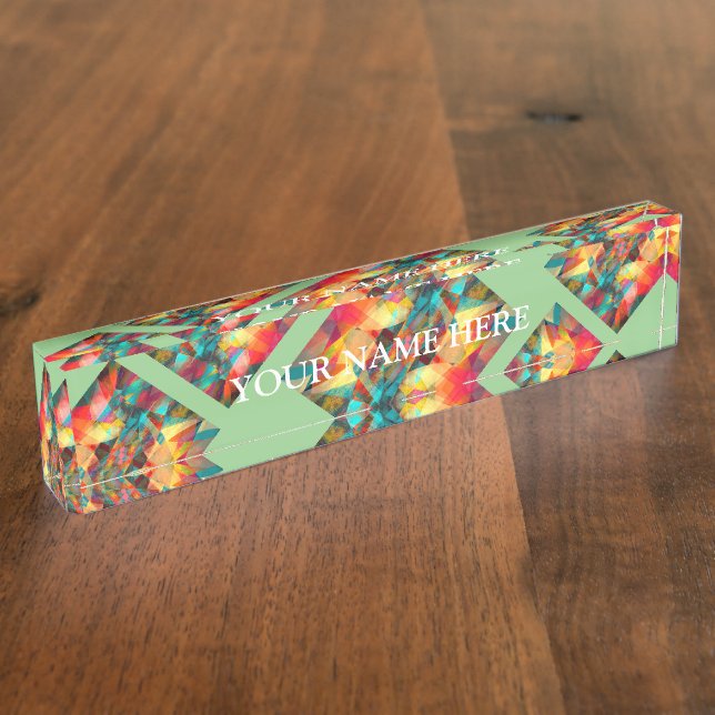 Bureau multikaléidoscope vert plaque d'identificat (Taille)